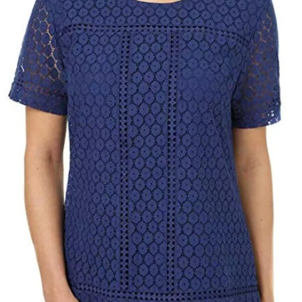 Badgley Mischka Blue Lace Top